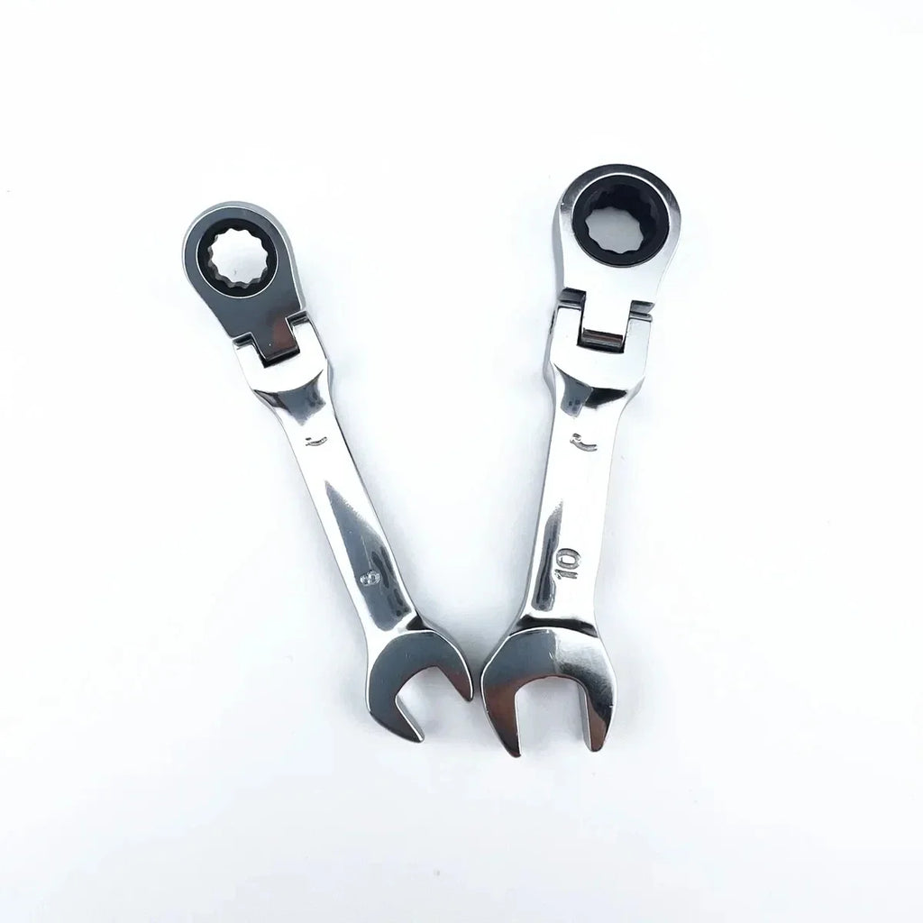 Mini Short Handle Ratchet Wrench With Movable Head Quick Dual-purpose Open End Wrench Hardware Tool Labor-saving Wrench