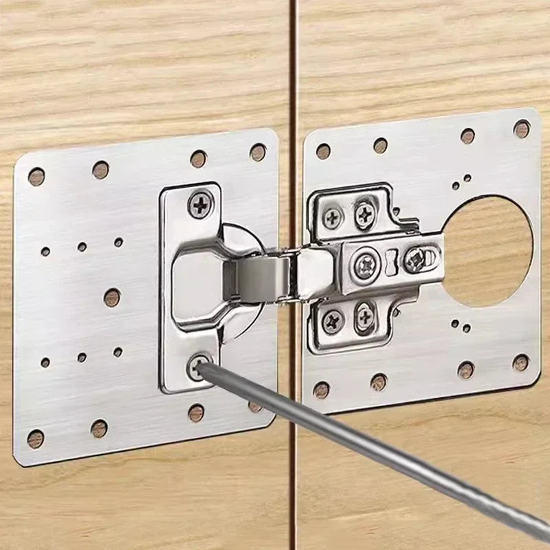 Stainless Steel Cabinet Door Hinge Repair Plate Cabinet Door Hinges Mounting Plate Kit with Screw Furniture Hardware Tools