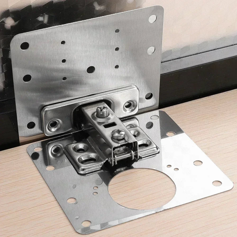 Stainless Steel Cabinet Door Hinge Repair Plate Cabinet Door Hinges Mounting Plate Kit with Screw Furniture Hardware Tools