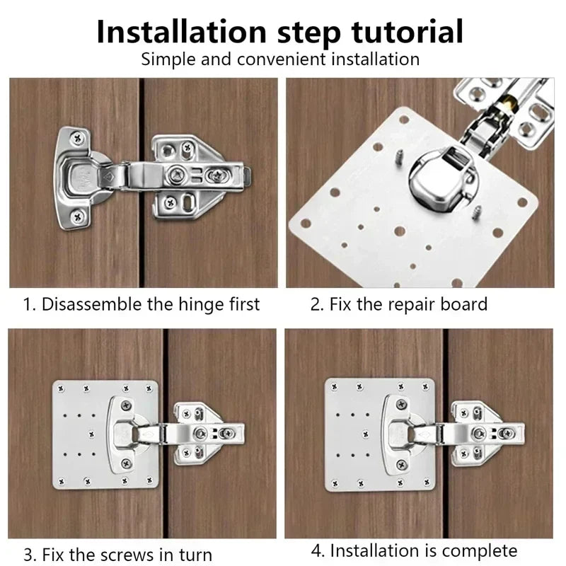 Stainless Steel Cabinet Door Hinge Repair Plate Cabinet Door Hinges Mounting Plate Kit with Screw Furniture Hardware Tools