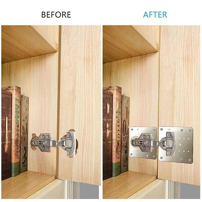 Stainless Steel Cabinet Door Hinge Repair Plate Cabinet Door Hinges Mounting Plate Kit with Screw Furniture Hardware Tools