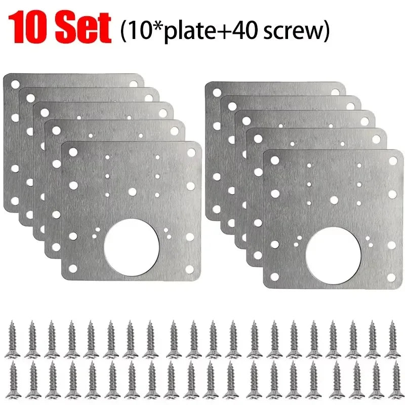 Stainless Steel Cabinet Door Hinge Repair Plate Cabinet Door Hinges Mounting Plate Kit with Screw Furniture Hardware Tools